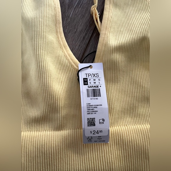 Garage Yellow Ribbed Plunge Tank Top - Picture 2 of 3